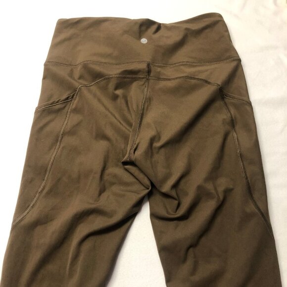 CRZ Yoga Dark Olive Athletic Workout Exercise Leggings - Picture 3 of 9